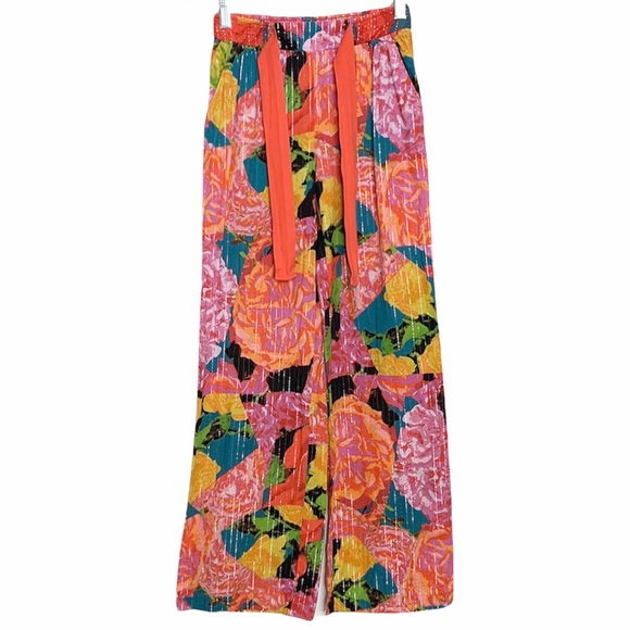 Anthropologie Lilka lounge pants, XS, floral metallic - Picture 3 of 9